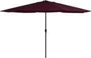 vidaXL Umbrelă de soare de grădină, stâlp metalic, roșu bordo, 390 cm