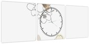 Tablou - Flori bej cu fluture N⁰2 (cu ceas) (90x30 cm)