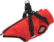 vidaXL Haină câini cu ham impermeabilă reflectorizantă, roșu, L24