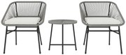 Outsunny Set de mobilier de exterior cu 3 piese, 1 masă, 2 scaune, Împletitură de ratan, Cadru din oțel, Masă de cafea cu blat de sticlă, Gri închis | Aosom Romania
