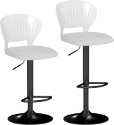 HOMCOM Set de 2 taburete de bar rotative 360°, reglabile 84-105 cm, spătar gol, suport picioare, alb | Aosom Romania