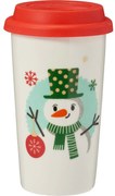 Cană din ceramică cu capac Om de zăpadă Snowman 400 ml