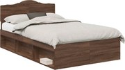 vidaXL Cadru de pat Stejar închis 120 x 190 cm Lemn de pin masiv