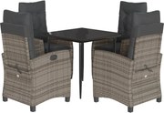 vidaXL Set mobilier de grădină cu perne, 5 piese, gri, poliratan