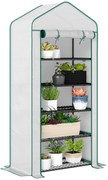 Outsunny Seră de grădină Seră 5 nivele cu o ușă rulantă, Foliu din PE Rezistent întărit dim. 90L x 49l x 193H cm | Aosom Romania