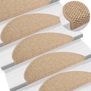 Covorașe scări autoadezive 15buc nisipiu 65x21x4cm aspect sisal