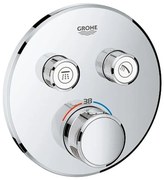 Baterie dus incastrata termostatata crom, rotunda, cu 2 iesiri, Grohe SmartControl