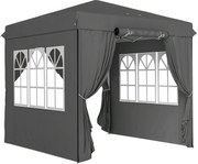 Outsunny Pavilion pop-up 2,5 x 2,5 m cu pereți laterali și geantă de transport, cort de grădină reglabil pe înălțime UPF50+, gri închis | Aosom Romania