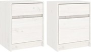 vidaXL Noptiere, 2 buc., alb, 40x31x50 cm, lemn masiv de pin