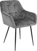 Fotoliu de sufragerie LOREN VELVET gri cu picioare negre