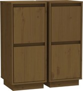 vidaXL Servante, 2 buc., maro miere, 31,5x34x75 cm, lemn masiv pin