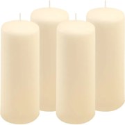 Set de lumânări tip stâlp, 20 cm, Ø 7,5 cm, crem, 4 buc