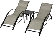 Outsunny Set 2 sezlonguri si masuta, 59x169x66 cm, negru | Aosom Romania