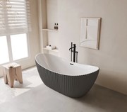 Cada acril freestanding Celeste Eclipse, Negru Mat/Alb lucios, 170 cm, 5049