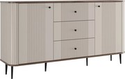 Comodă cu sertare pe picioare Vesper 160 cm - cașmir / nuc / picioare negre