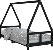 vidaXL Cadru de pat pentru copii, negru, 80x200 cm, lemn masiv de pin