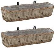 vidaXL Jardinieră de balcon, 2 buc., 80 cm, răchită cu căptușeală PE