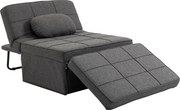 HOMCOM Canapea extensibilă cu Spătar Reglabil pe 5 Nivele și Pernă Suplimentară, 95x179x78 cm, Gri | Aosom Romania