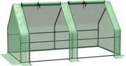 Outsunny Mini Seră Portabilă cu Uși Mari cu Fermoar și Acoperiș din PE pentru Protecție Împotriva Apei/UV, 180x90x90 cm, Verde | Aosom Romania