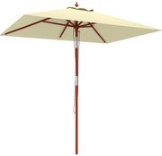 Outsunny Umbrelă de Grădină Înclinabilă cu Sistem cu Șnur și Orificiu de Ventilație, 200x150x235 cm, Bej | Aosom Romania