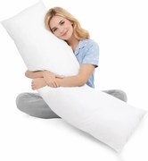 Perna pentru dormit lateral cu husa din bumbac detasabila 145x45 cm Kidizi, culoare alba