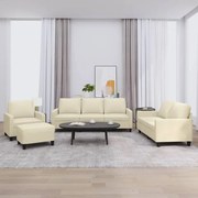 vidaXL Set de canapele cu perne, 4 piese, crem, piele ecologică