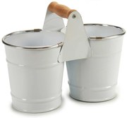 Ghiveci pentru ierburi pentru bucatarie, dublu, tabla, alba