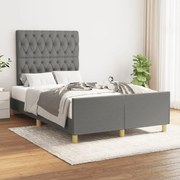 vidaXL Cadru de pat fără saltea gri închis 120x190 cm țesătură