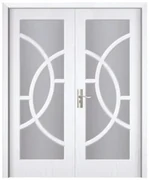 Usa Dubla de Interior din MDF Novo Doors ND220, Geam Sablat, Cadru din Lemn Masiv, KIT COMPLET, Toc , Manere si balamale incluse (Culoare: Alb,