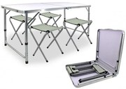 Set pliabil Aldotrade Camping, masă + 4 fotolii,120 x 60 x 70 cm