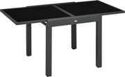 Outsunny Masă de Grădină Extensibilă cu Blat din Sticlă 80-160x80x75 cm Negru | Aosom Romania