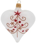 Set 3 globulețe albe de Crăciun din sticlă în formă de inimă Ego Decor