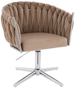 HR750CROSS Scaun Latte din Catifea cu Bază Cromata