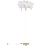 Lampă de podea Art Deco bej cu pene albe - Peahen