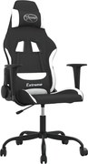 vidaXL Scaun de gaming cu masaj, negru și alb, material textil