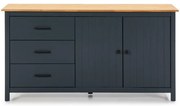 Comodă albastru-închis joasă din lemn de pin 150x80 cm Miranda – Marckeric