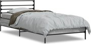 vidaXL Cadru de pat, gri sonoma, 90x190 cm, lemn prelucrat și metal