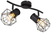 Aplica de perete / tavan cu 2 spoturi design industrial PRISKA negru