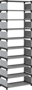 vidaXL Suport pantofi 10 niveluri gri 54x28x158 cm țesătură nețesă