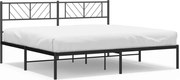 vidaXL Cadru de pat metalic cu tăblie, negru, 180x200 cm