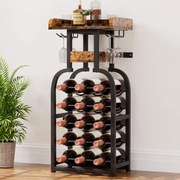 RVI201 - Rafturi Vin, 40 cm, depozitare vin, raft stil industrial, bucatarie, living, dining - Negru - Maro