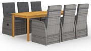 vidaXL Set mobilier de grădină, 7 piese, gri