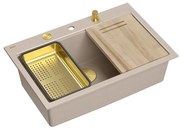 Statie de lucru incastrata Quadron Unique Marc 110 bej - auriu 1 cuva 76x50 cm