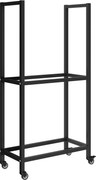 Outsunny Suport pentru Lemne de Foc Exterior și Interior din Oțel pe Două Nivele și cu Roți Negru | Aosom Romania