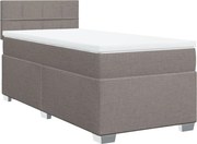 vidaXL Pat box spring cu saltea, gri taupe, 100x200 cm, textil