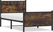 vidaXL Cadru pat metalic fără saltea, stejar fumuriu, 90x200 cm