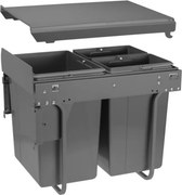 Cos gunoi incorporabil Practi Eco GTV, cu extragere automata, colectare selectiva, pentru corp de 400 mm, gri antracit, 2 x 10 l + 1 x 20 l Gri