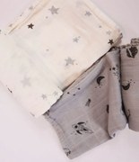 Minene Bambus / muselina set de scutece de stofa - alb, gri