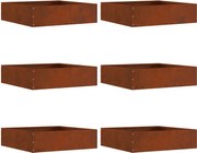 vidaXL Margine pentru gazon 6 pcs Ruginit 50 x 50 x 13 cm
