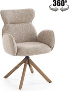 Scaun K585, bej inchis/nuc, stofa clasica/lemn, 63x64x93 cm